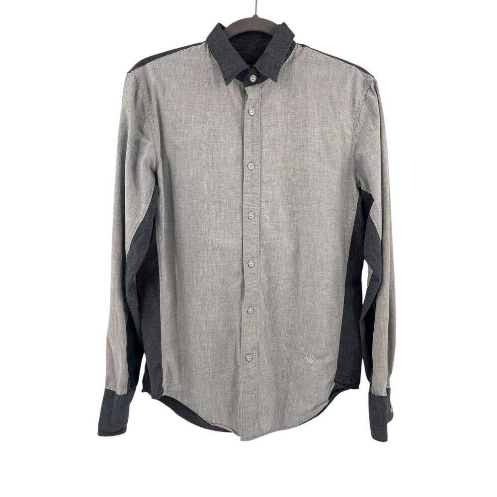 RAG & BONE Men's Gray 2-Tone Slim Button Down Shirt Small